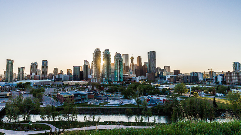 Wide shot of city of Calgary