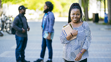 Student walking in the university campus