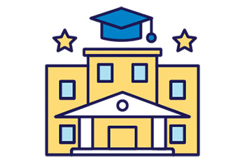 Icon of a building with a graduation cap on top